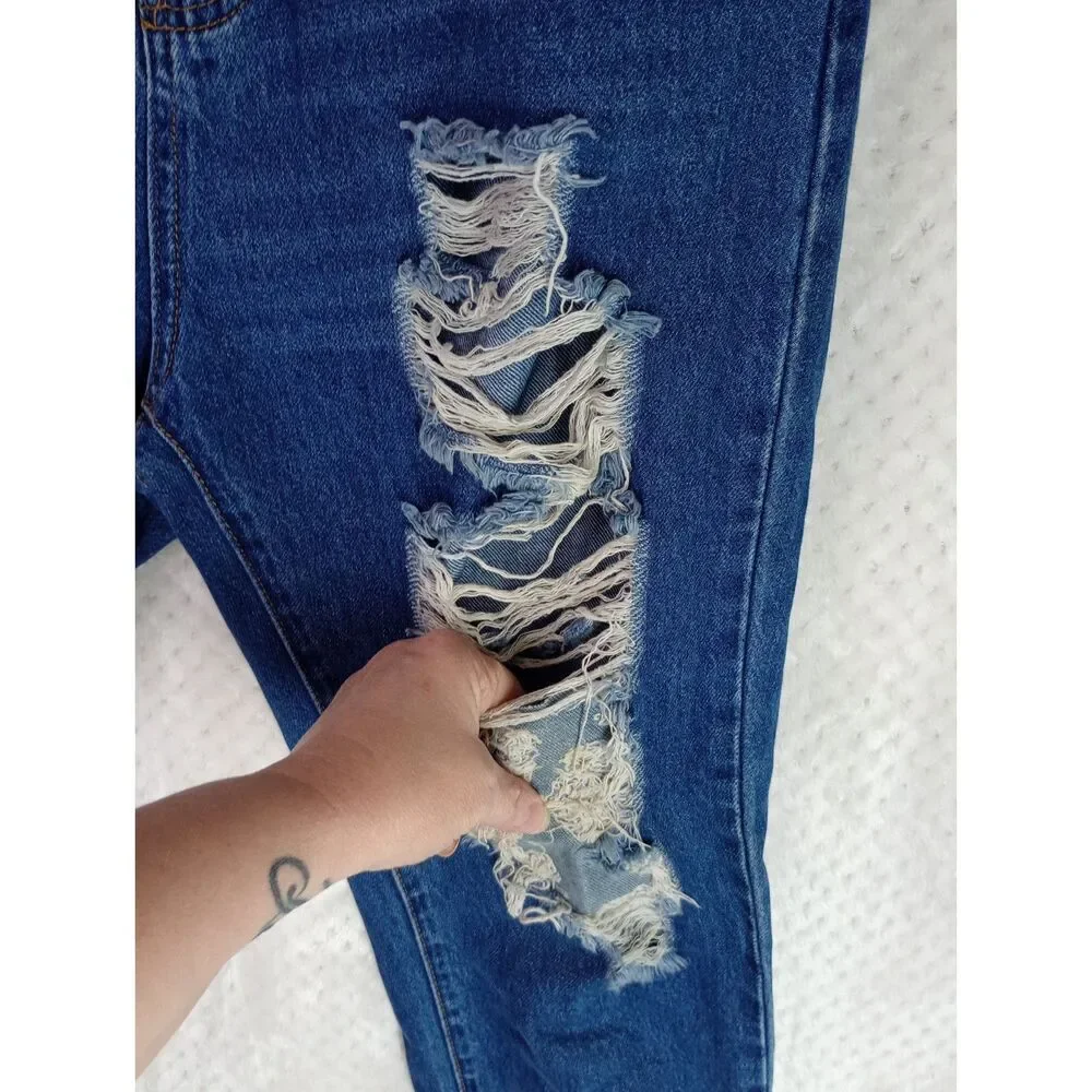 American Bazi Women's Medium High Waist Deconstructed Boyfriend Jeans